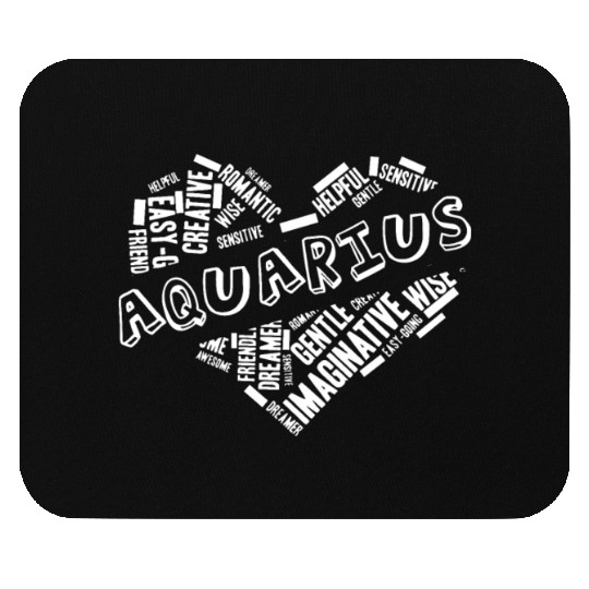 Aquarius Heart Word Cloud Doodle Astrology Zodiac Mouse Pads