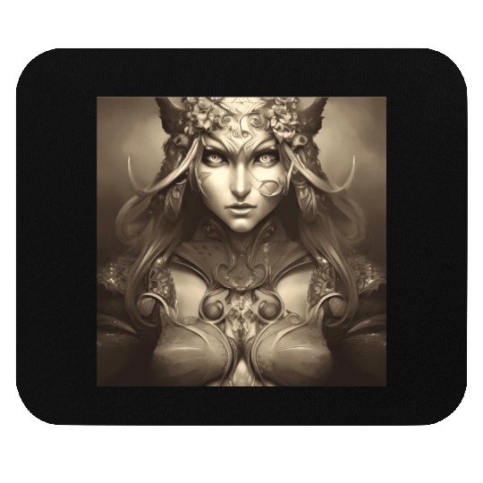 Warrior princess wearing gothic plate dark fantasy Mouse Pads