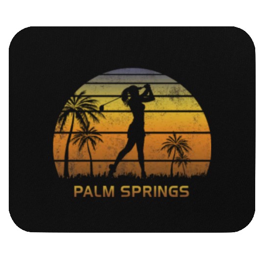Retro Palm Springs Women's Golf Golfing Fan Mouse Pads