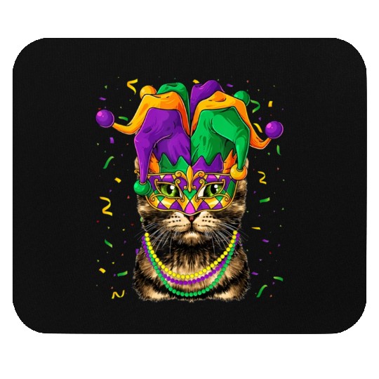 Cat Animal Lover Cute Mardi Gras Carnival Jester C Mouse Pads