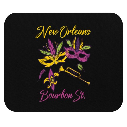 French New Orleans Mardi Gras Souvenir Bourbon Str Mouse Pads