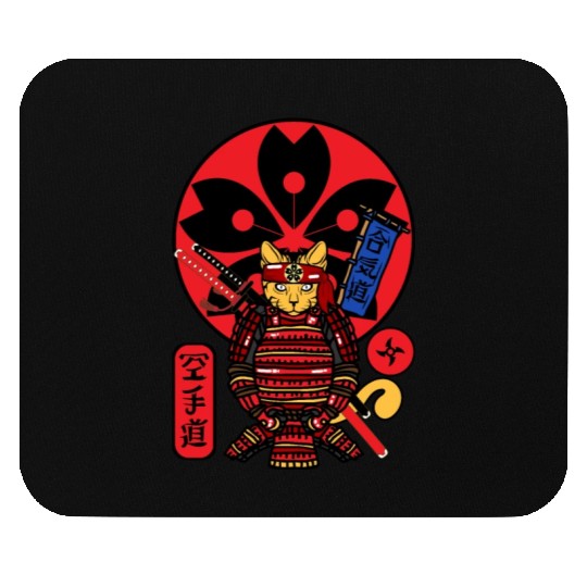 Samurai Cat Mouse Pads