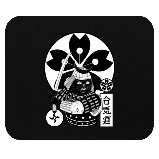 Samurai Cat Mouse Pads