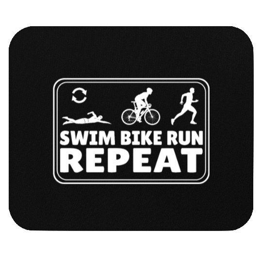 Triathlete running swimming cycling repeat Mouse Pads