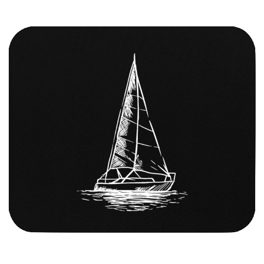 Sailor Boating Anchor - Simple Line Drawing Sailbo Mouse Pads