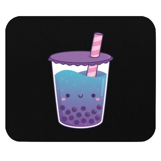 Cute Galaxy Butterfly Pea Flower Boba Tea Doodle Mouse Pads