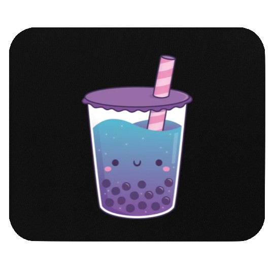 Cute Galaxy Butterfly Pea Flower Boba Tea Doodle Mouse Pads