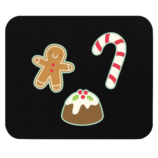 Cute Gingerbread Man Candy Cane and Christmas Mouse Pads