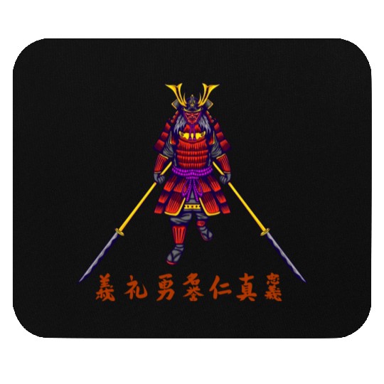 Japanese samurai warrior vibrant pink mask Mouse Pads
