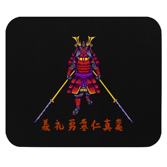 Japanese samurai warrior vibrant pink mask Mouse Pads