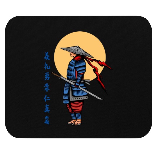 Japanese samurai warrior cream moon mask Mouse Pads