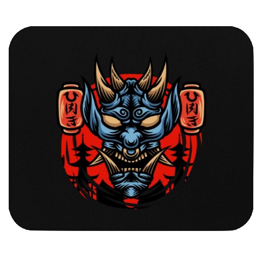 Bushido kabuki samurai japan graphic devil mask Mouse Pads