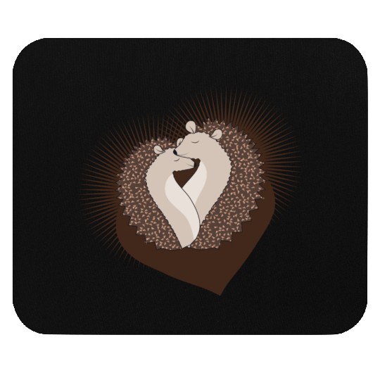 enchanting sweet hedgehog couple with heart Mouse Pads