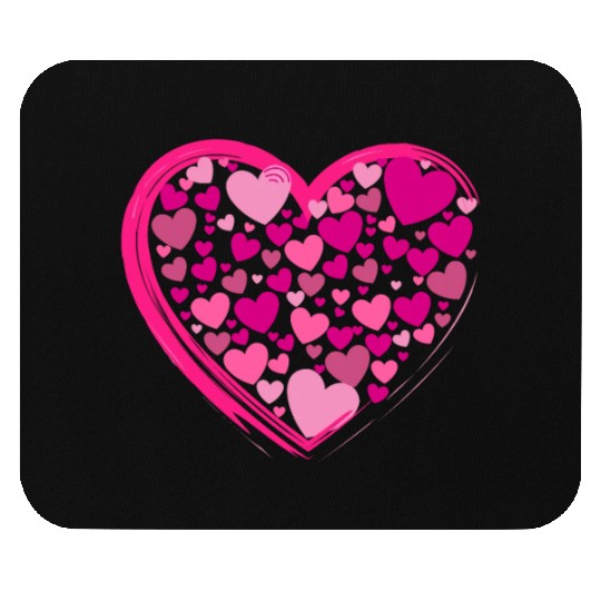 Cute Pink and Lilac Hearts in a Big Pink Heart Mouse Pads
