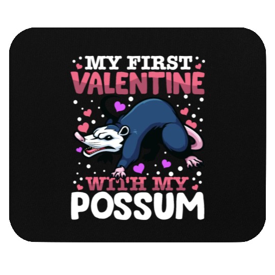 My First Valentine With My Possum Animal Heart Mouse Pads