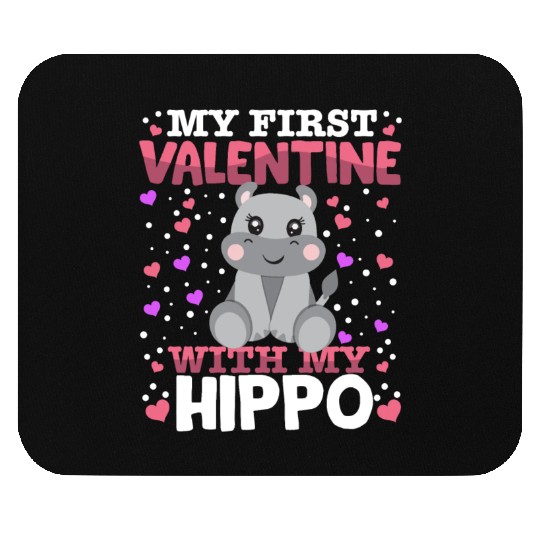 My First Valentine With My Hippo Animal Heart Mouse Pads