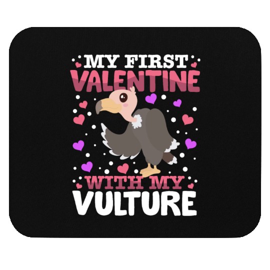 My First Valentine With My Vulture Animal Heart Mouse Pads