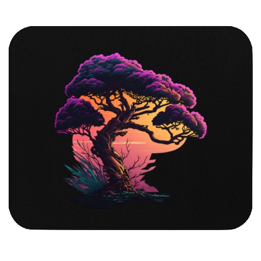 Synthwave Bonsai Tree Mouse Pads