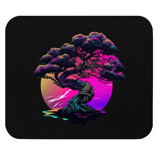 Synthwave Bonsai Tree Mouse Pads