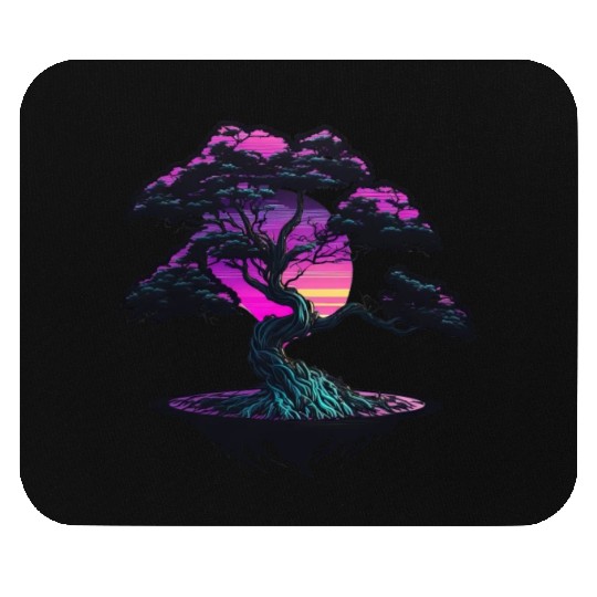 Synthwave Bonsai Tree Mouse Pads