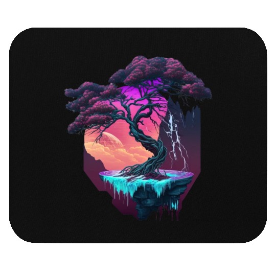 Synthwave Bonsai Tree Mouse Pads