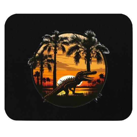 Florida Everglades Sunset Alligator and Palm Tree Mouse Pads