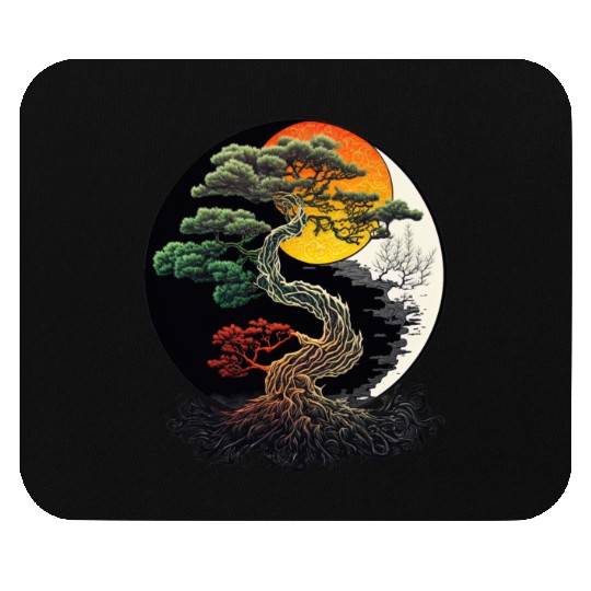 Yin and Yang Bonsai Tree Mouse Pads