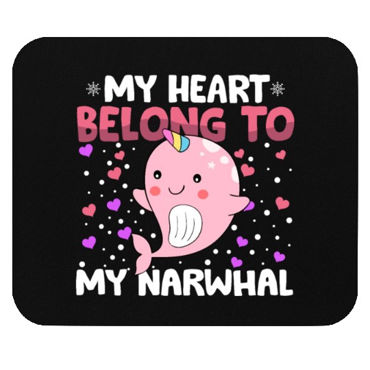 Valentines Day My Heart Belong to My Narwhal Boys Mouse Pads