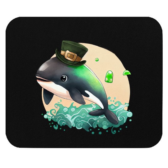 St Patrick's Day Irish Cute Orca Saint Patrick Mouse Pads