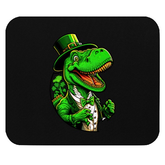 St Patricks Day T-rex Dinosaur With Top Hat Mouse Pads