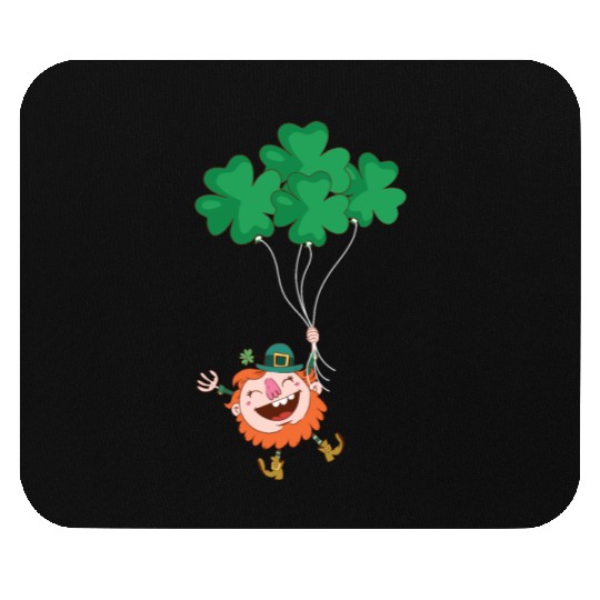 Lerechaun Hanging On Clover Balloons - St Patricks Mouse Pads