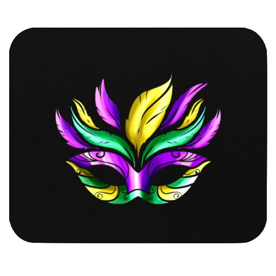 Purple, Green And Golden Mask For Mardi Gras Mouse Pads