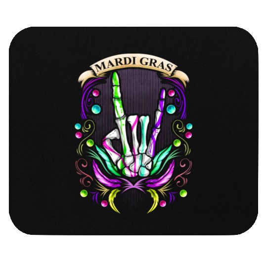 Rocking Skeleton Hand Showing Sign Of The Horns Mouse Pads