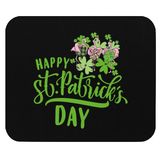 Happy St Patricks Day Irish Flamingo Mouse Pads