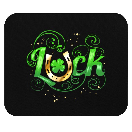 Green Golden Luck Logo With Horseshoe For St Mouse Pads
