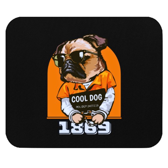 Black Orange Cool Dog Mouse Pads