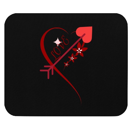 Red floral cupid arrows heart Valentine's day Mouse Pads
