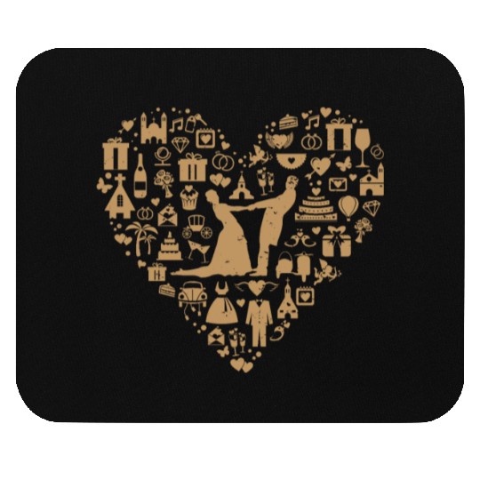 Wedding Marriage Bride and Groom Heart Cloud Mouse Pads