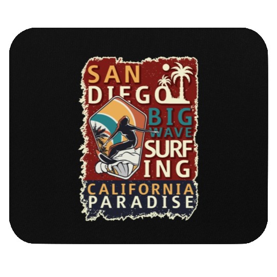 San Diego Surfing Big Wave California Surfer Mouse Pads