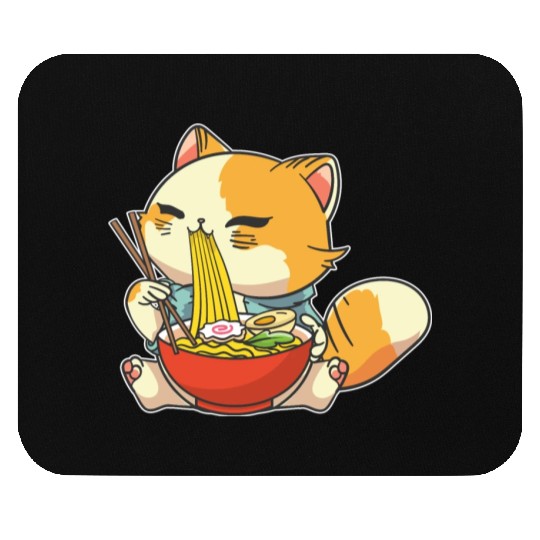 Cat Ramen Bowl Anime Kawaii Neko Japanese Noodles Mouse Pads