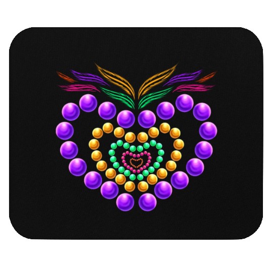 Purple, Yellow Golden And Green Beads Heart For Mouse Pads