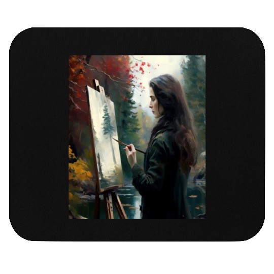 Art Painter Girl Nature Painting Art Painter Mouse Pads