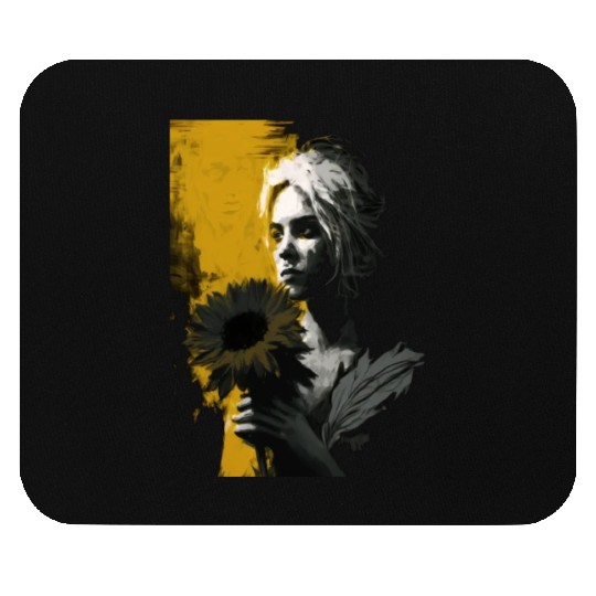 Art Painting Lover Sunflower Girl Art Painting Mouse Pads
