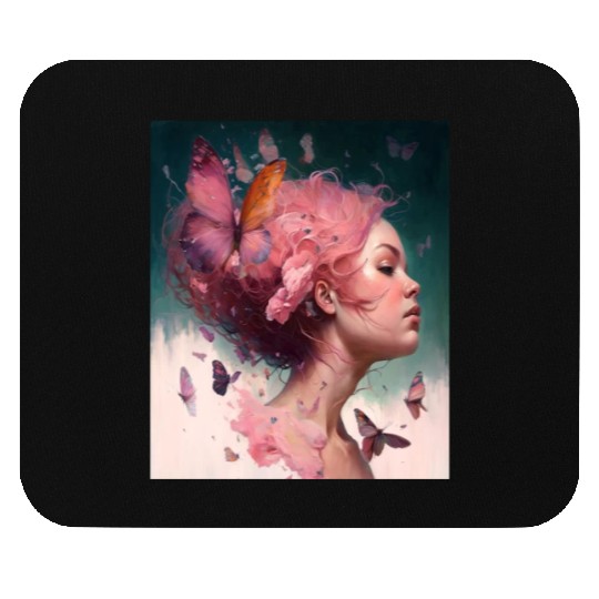 Breast Cancer Survivor Pink Flower Hair Girl Mouse Pads