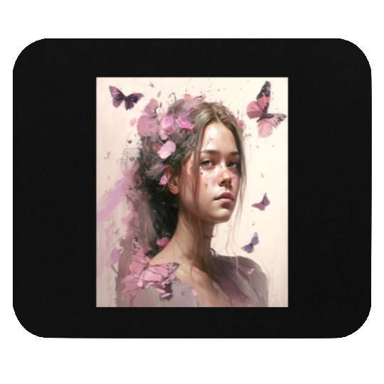 Breast Cancer Survivor Pink Flower Hair Girl Mouse Pads