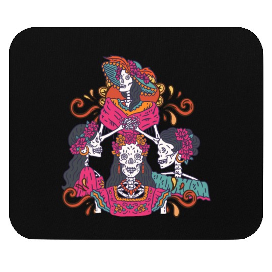 Floral Tarot Card Sugar Skull Dia De Lost Muertos Mouse Pads