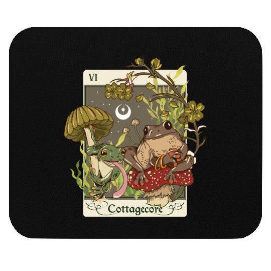 Swamp Mushroom Frog Cottagecore Tarot Card Aesthet Mouse Pads