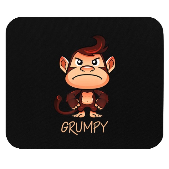 Grumpy Monkey Meme Aesthetic Bad Mood chimpanzee Mouse Pads