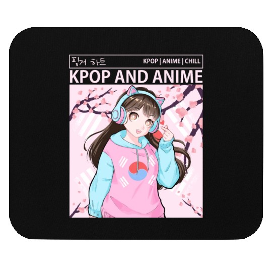 Kawaii Anime Girl Kpop Korean Flag Cherry Blossom Mouse Pads