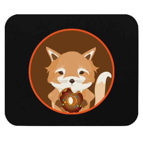 magical little fox with delicious donut Mouse Pads
